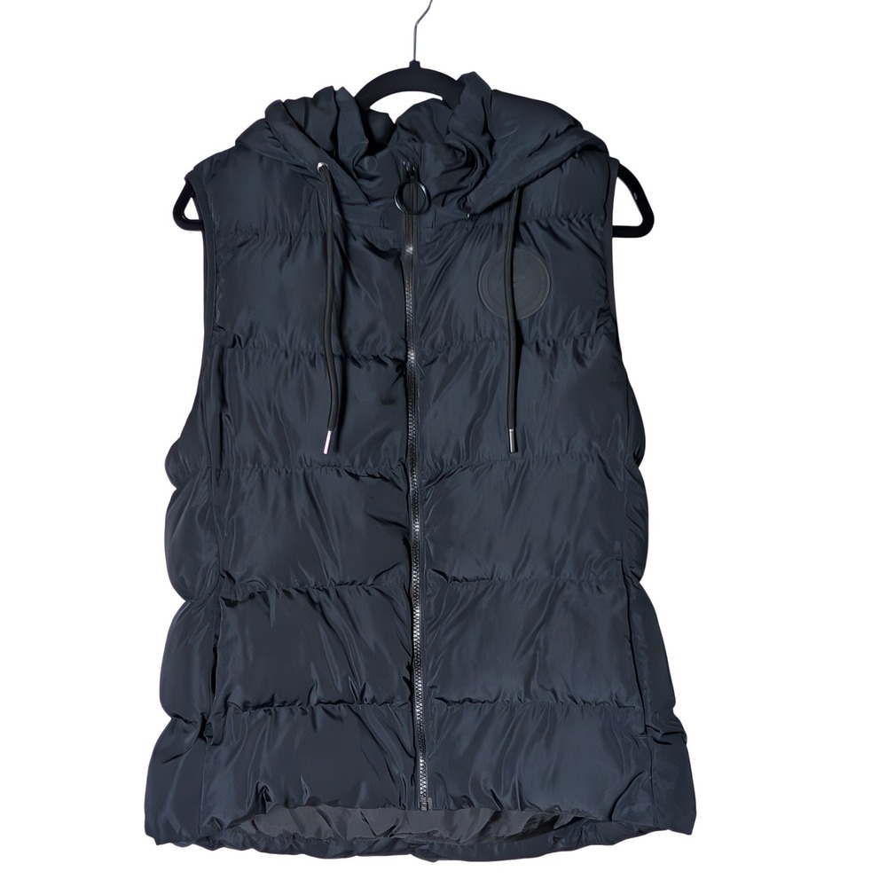 Fabletics Wander Puffer Vest Hooded Full Zip Sleeveless Black Womens Large - Picture 2 of 12